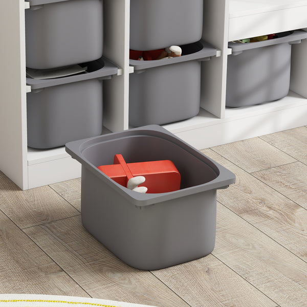 3-Tier Toy Storage Shelf with 6 Plastic Bins, White