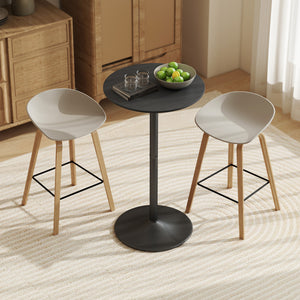 Round table with steel frame, black