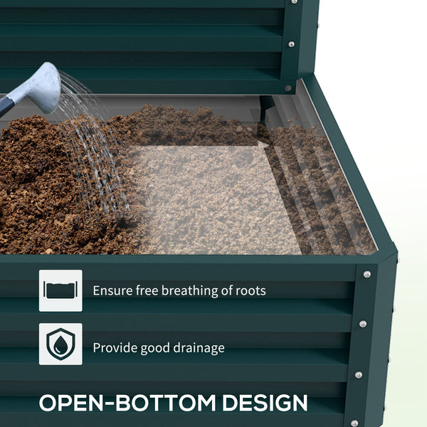 Jardinière surélevée galvanisée à 2 niveaux, verte
