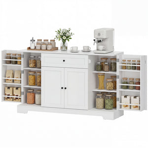 Modern kitchen storage cabinet with drawer, adjustable shelves with door supports, white