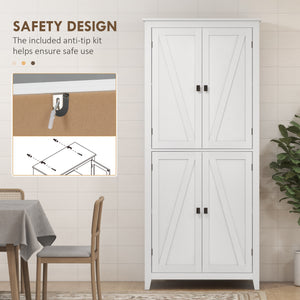 Armoire de rangement autoportante 72 po avec portes et étagères, blanche