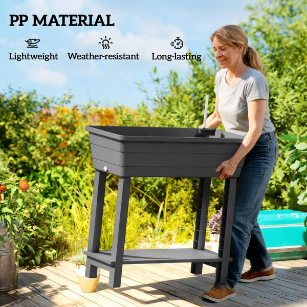 Jardinière surélevée à arrosage automatique avec couvercle transparent et ventilation