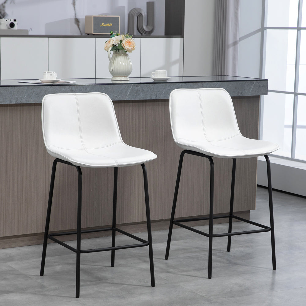Lot de 2 tabourets de bar rembourrées à hauteur de comptoir, tabourets de cuisine avec pieds en acier