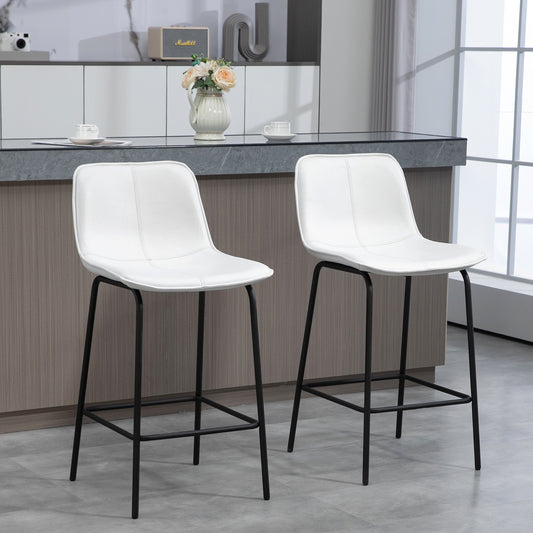 Lot de 2 tabourets de bar HOMCOM, chaises de bar rembourrées à hauteur de comptoir, tabourets de cuisine avec pieds en acier