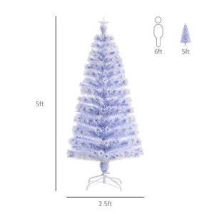 Sapin de Noël artificiel blanc de 5 pieds pré-éclairé en fibre optique LED