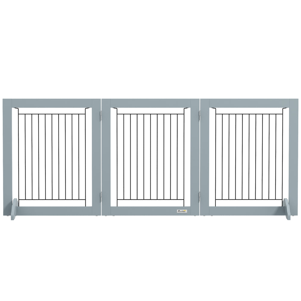 Barrière pour animaux de compagnie autoportante, gris