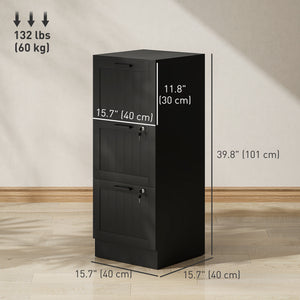 Classeur 3 tiroirs avec serrure, armoire de rangement de bureau avec barres de suspension réglables pour dossiers format A4, noir