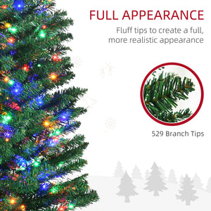 Sapin de Noël artificiel mince de 7,5 pieds avec lumières LED colorées
