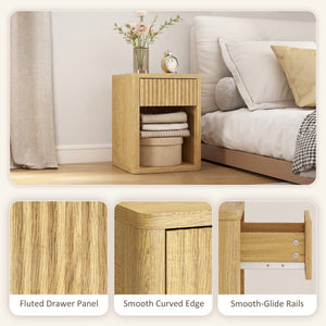 Ensemble de 2 tables de chevet modernes, couleur chêne