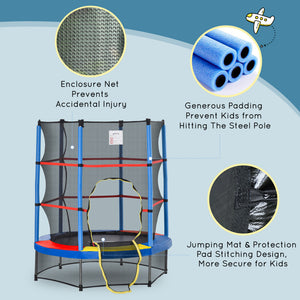 4.6-foot trampoline with safety net, multicoloured