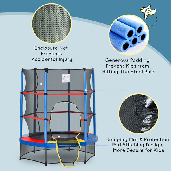 4.6-foot trampoline with safety net, multicoloured
