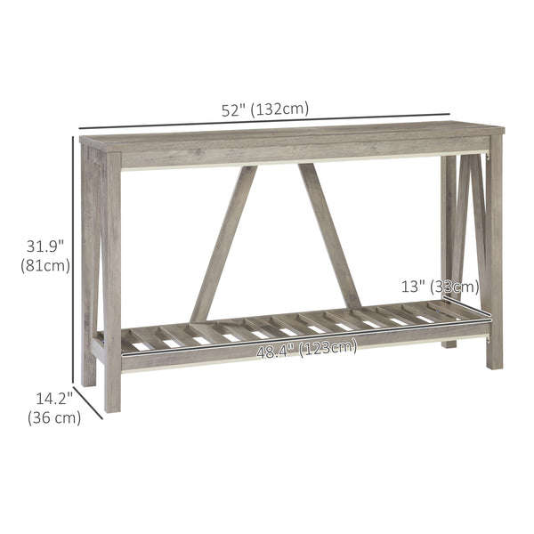 Rustic Style Entryway Table with Storage Shelf for Living Room and Hallway, Distressed Gray