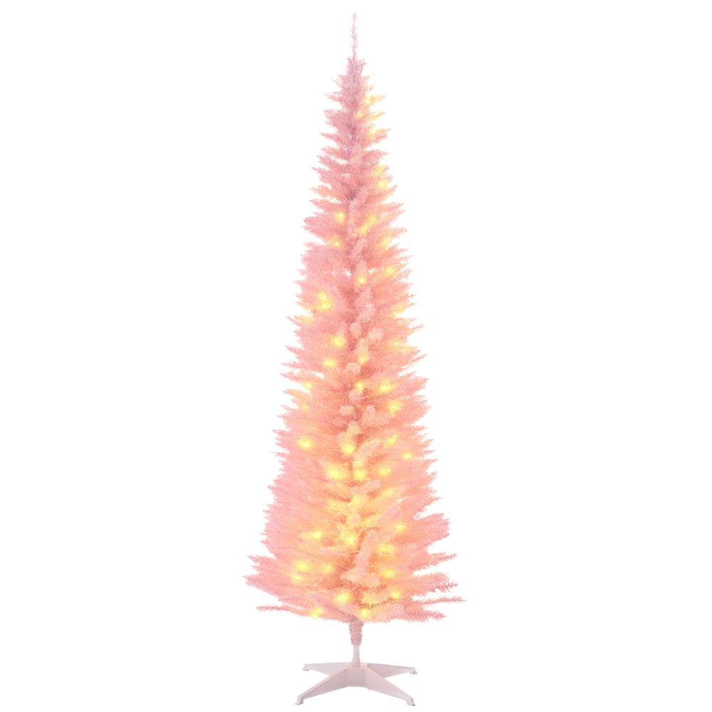 Sapin de Noël artificiel pré-éclairé de 6 pieds rose