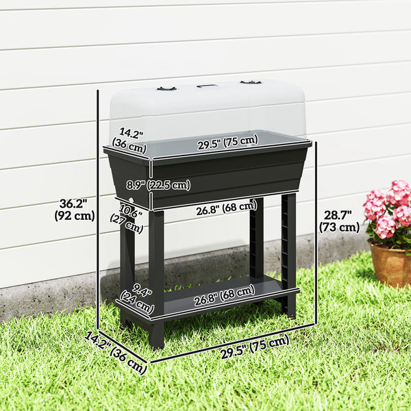 Jardinière surélevée à arrosage automatique avec couvercle transparent et ventilation