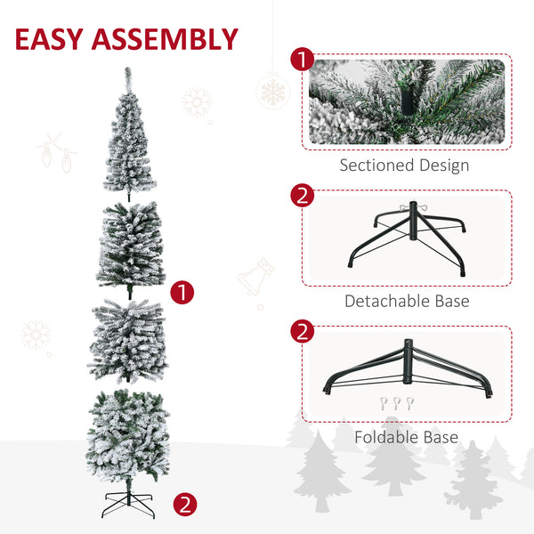 Sapin de Noël givré vert de 9 pieds en forme de crayon