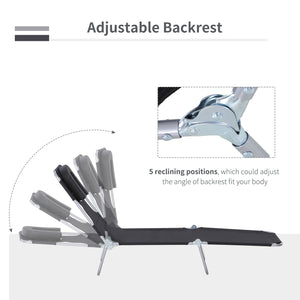 Outdoor Lounge Chair, Adjustable Folding Chaise Lounge with Face Cavity, Tanning Chair Sun Lounger Bed Recliner, Black