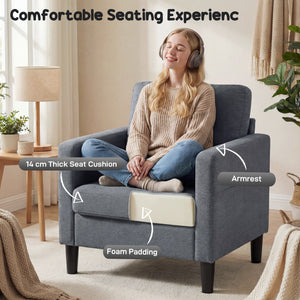 Fauteuil moderne rembourré avec assise et accoudoirs épais et rembourrés, gris foncé