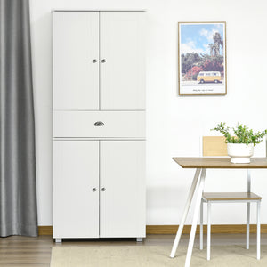 Meuble de rangement moderne avec 4 portes et 3 étagères réglables, blanc