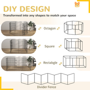 Foldable metal playpen with 8 panels
