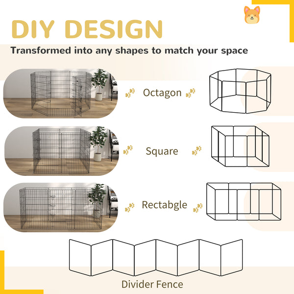 Foldable metal playpen with 8 panels