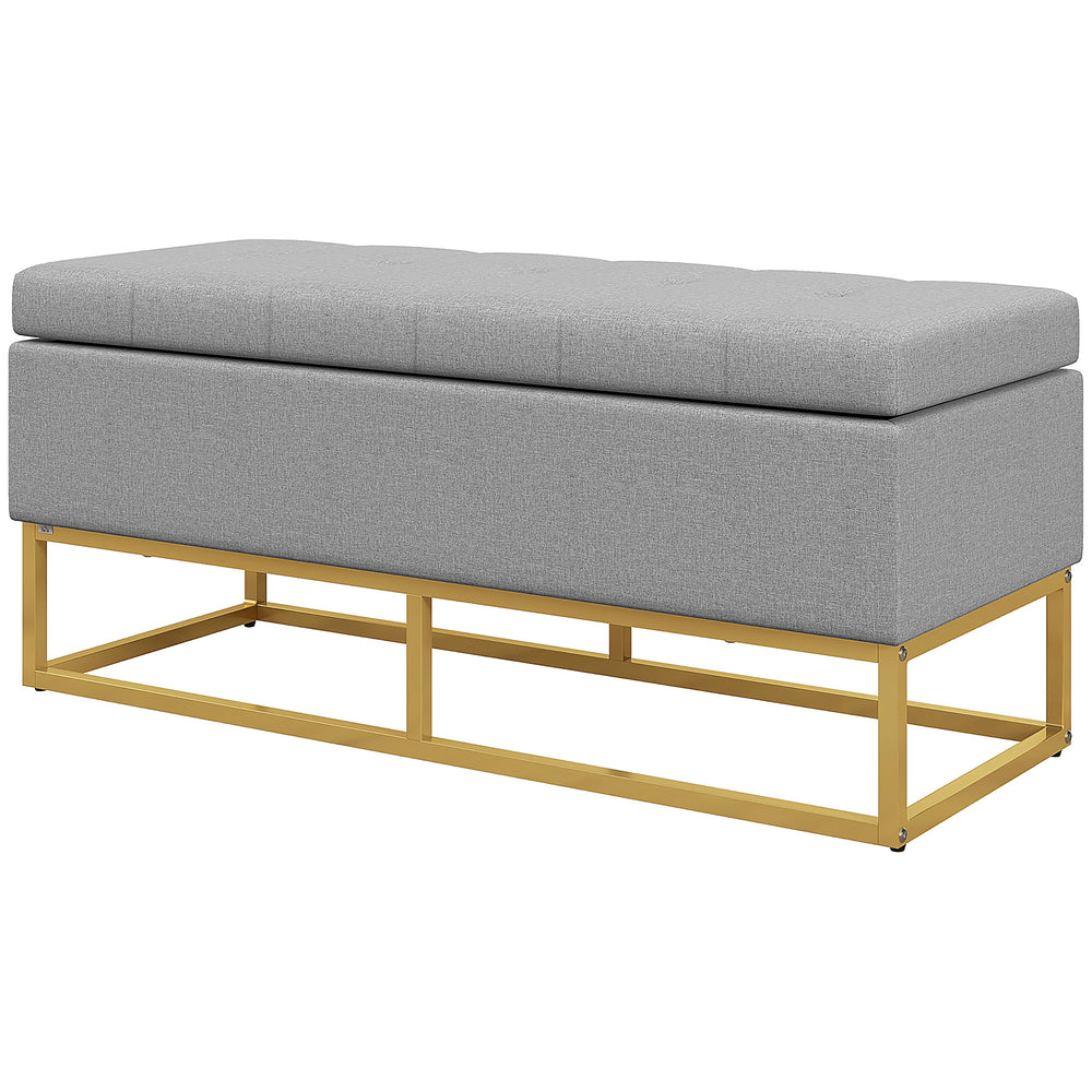 Pouf de rangement rabattable rembourré, gris