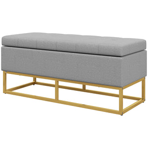 Pouf de rangement rabattable rembourré, gris