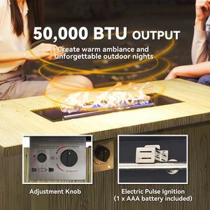 Table de foyer d'extérieur au propane de 43 po (50 000 BTU) avec housse imperméable