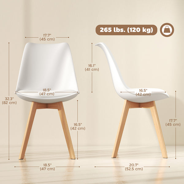 Ensemble de 6 chaises de salle à manger en bois d'hévéa avec coussin en cuir PU pour salon, chambre