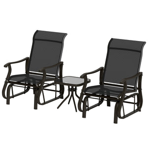 Ensemble de 3 chaises coulissantes et table à thé Bistro, noir