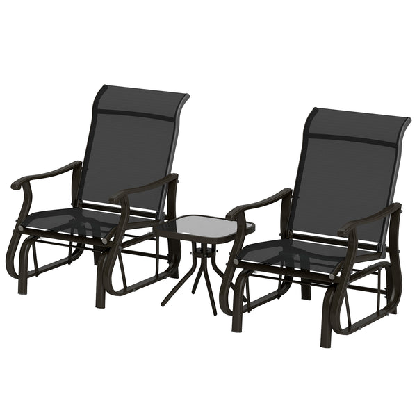 Ensemble de 3 chaises coulissantes et table à thé Bistro, noir