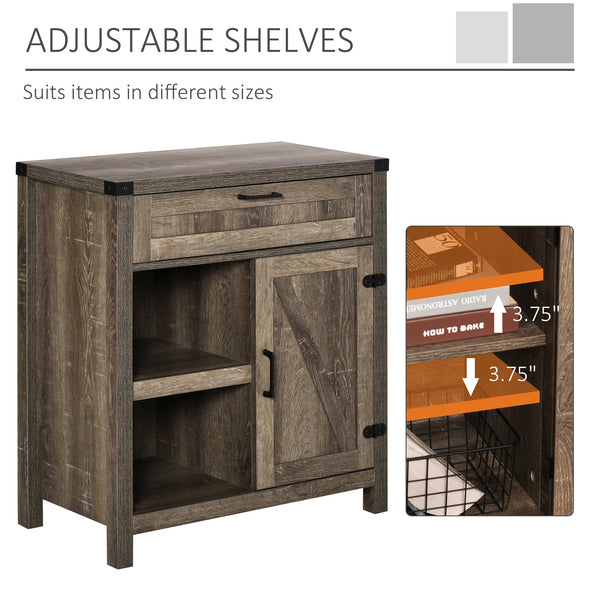 Buffe de rangement rustique de style ferme moderne, en chêne foncé