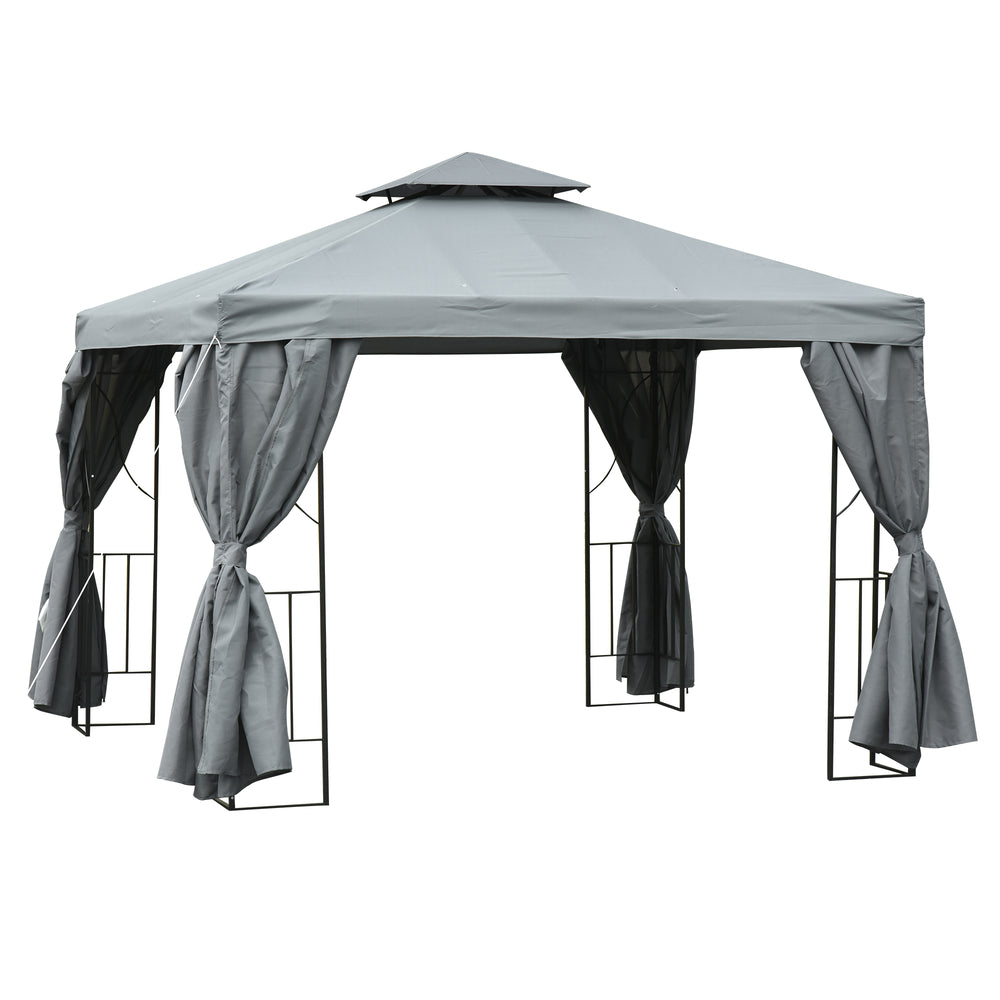Outsunny 10' x 10' Outdoor Patio Garden Gazebo Canopy Shelter with Pavilion Sidewalls for Events, Dark Gray |