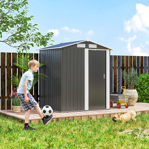 Metal garden shed, dark grey