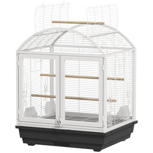 Cage à oiseaux de 76 cm avec plateau amovible et support à roulettes, gris foncé