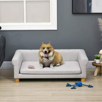 Canapé moderne pour animaux de compagnie de taille moyenne et grande, avec coussin d'assise amovible, gris clair