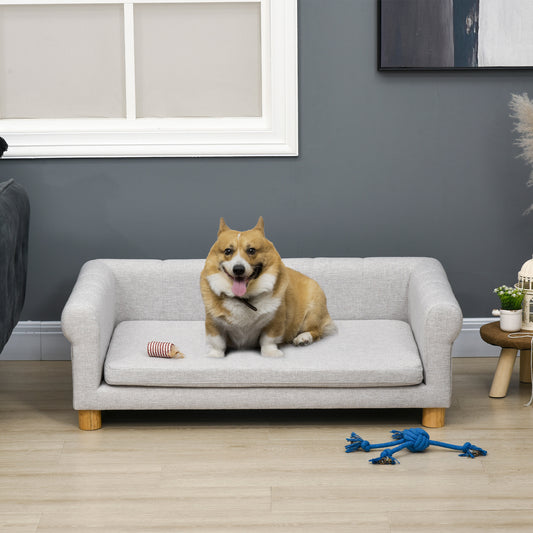 Canapé moderne pour animaux de compagnie de taille moyenne et grande, avec coussin d'assise amovible, gris clair