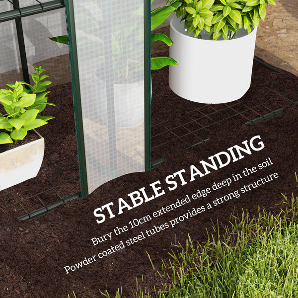Lean-to greenhouse with 3 shelves, white