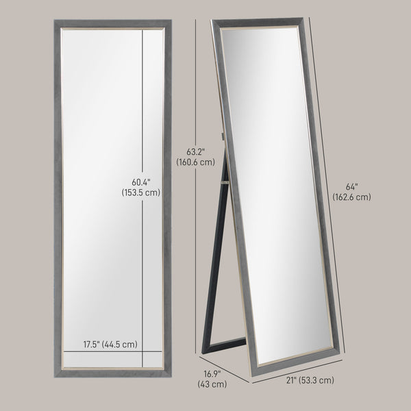 Full length framed standing mirror, grey