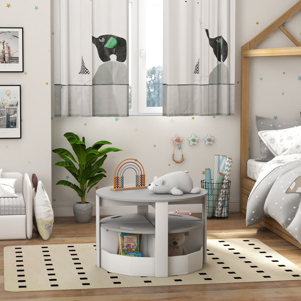 Ensemble table et chaises pour enfants 5 pièces avec rangement, gris