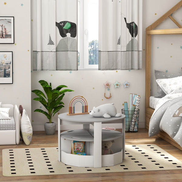 Ensemble table et chaises pour enfants 5 pièces avec rangement, gris