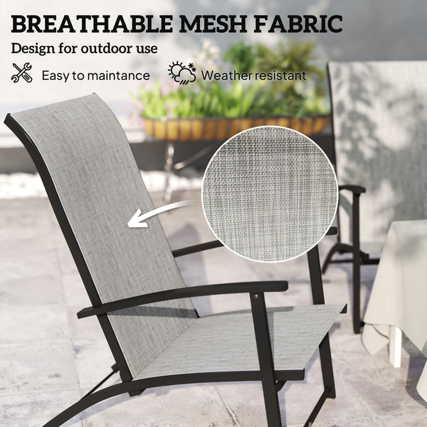 Lot de 2 chaises de jardin pliantes d'extérieur avec accoudoirs et dossier haut, gris
