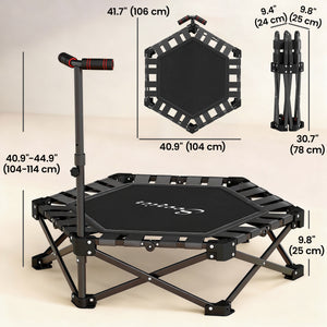 Mini trampoline pliable avec barre de soutien ajustable et capacité de 400 lb