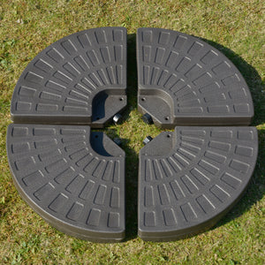 Pied de parasol déporté 4 pièces avec poignées de transport