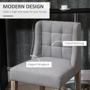 Modern upholstered and padded bar stools, grey