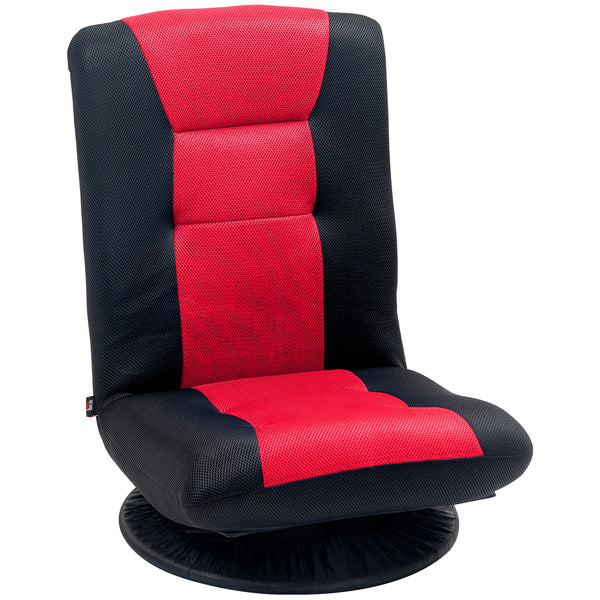 Chaise de sol pliante pivotante à 360 degrés, réglable sur 6 positions, rouge