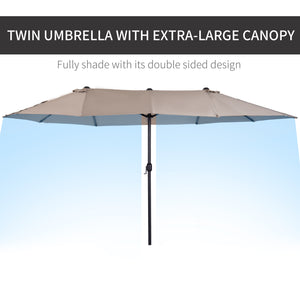 Parasol double de 15 pieds, beige