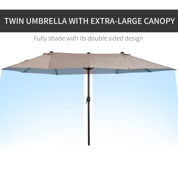 Parasol double de 15 pieds, beige