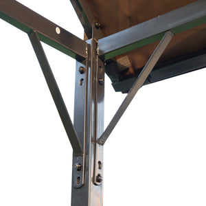 Gazebo pour barbecue avec structure métallique, arche et pare-soleil