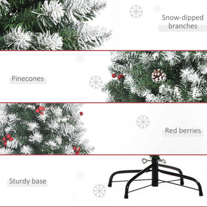 Sapin de Noël décoré de 6 pieds avec baies rouges et pommes de pin