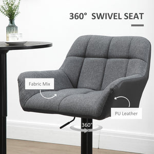 Lot de 2 tabourets de bar pivotants réglables avec repose-pieds, gris